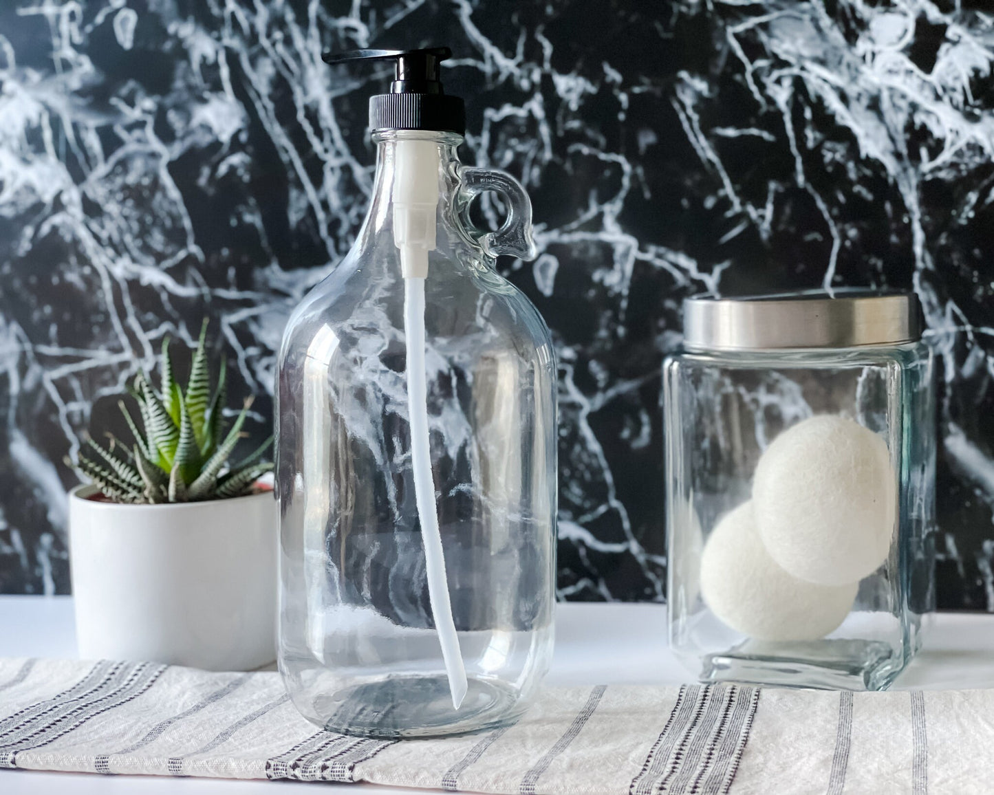 1/2 Gallon Jug w/Pump | Perfect for Detergent, Softener, Syrup, Brewing | Clear or Amber Half Gallon Bottle with Black or White Pump