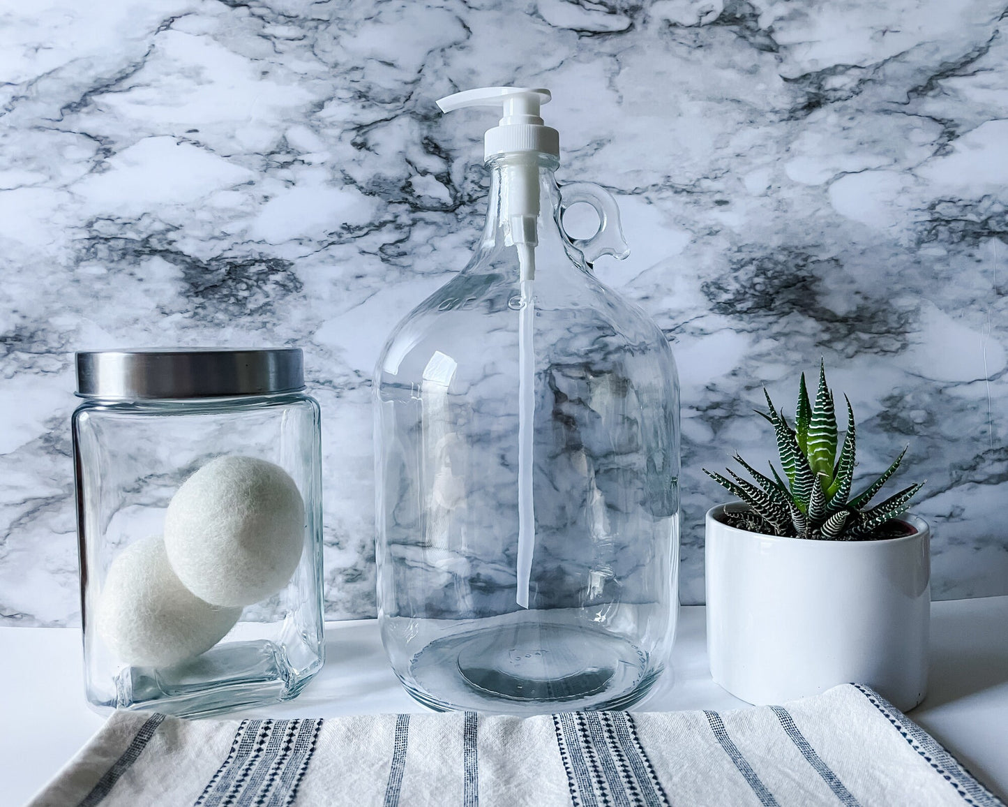 1 Gallon Jug w/Pump | Perfect for Detergent, Softener, Syrup, Brewing, Fermenting | Clear Gallon Bottle with Black or White Pump or Cap