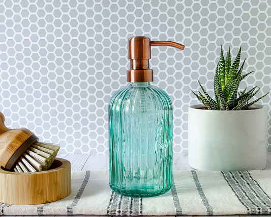 Siena Green Round Fluted Soap Dispenser