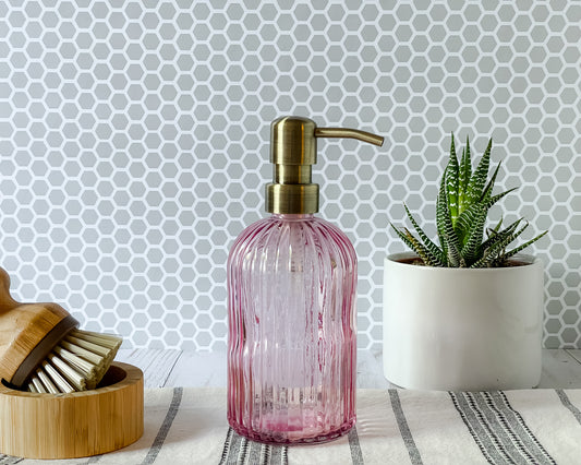 Siena Pink Round Fluted Soap Dispenser