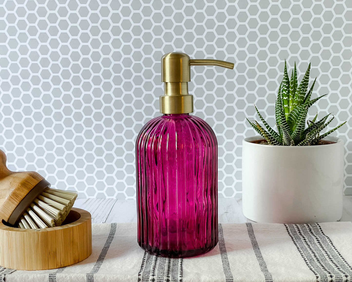 Siena Violet Round Fluted Soap Dispenser