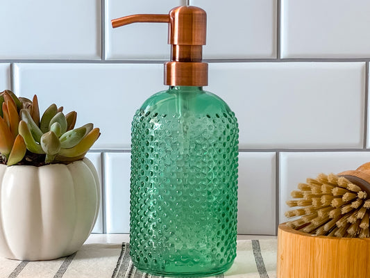 La Fleur Green Round Hobnail Liquid Soap Dispenser