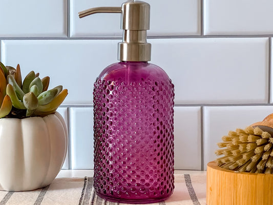 La Fleur Violet Round Hobnail Liquid Soap Dispenser