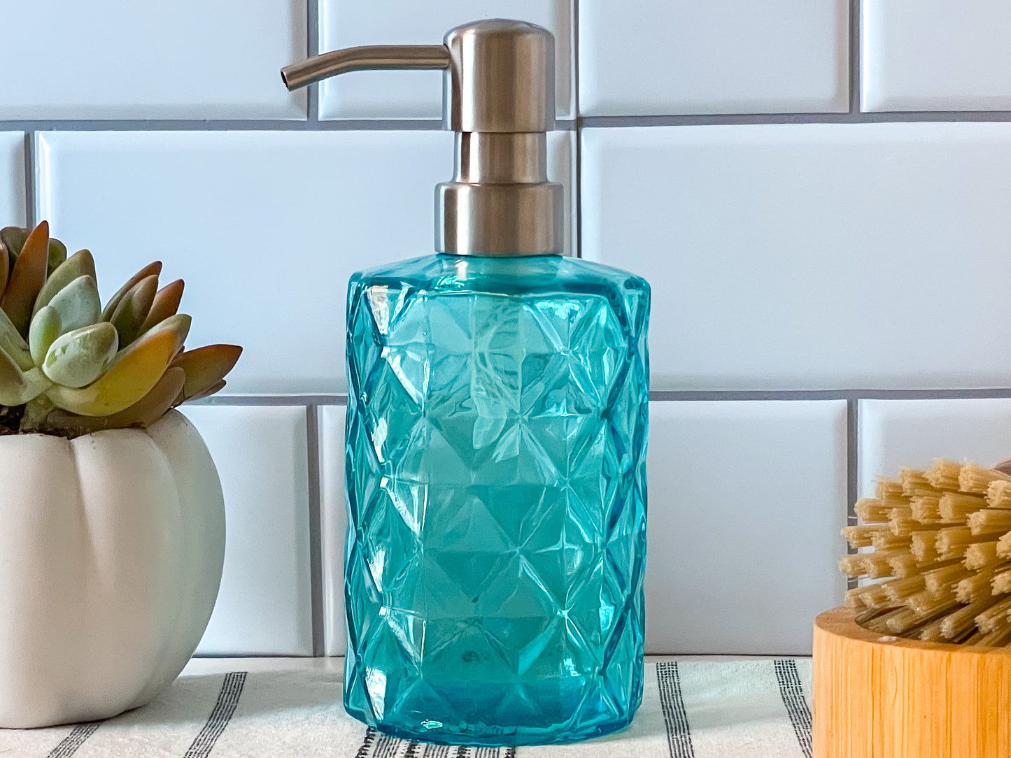 Coronet Blue Round Diamond Liquid Soap Dispenser