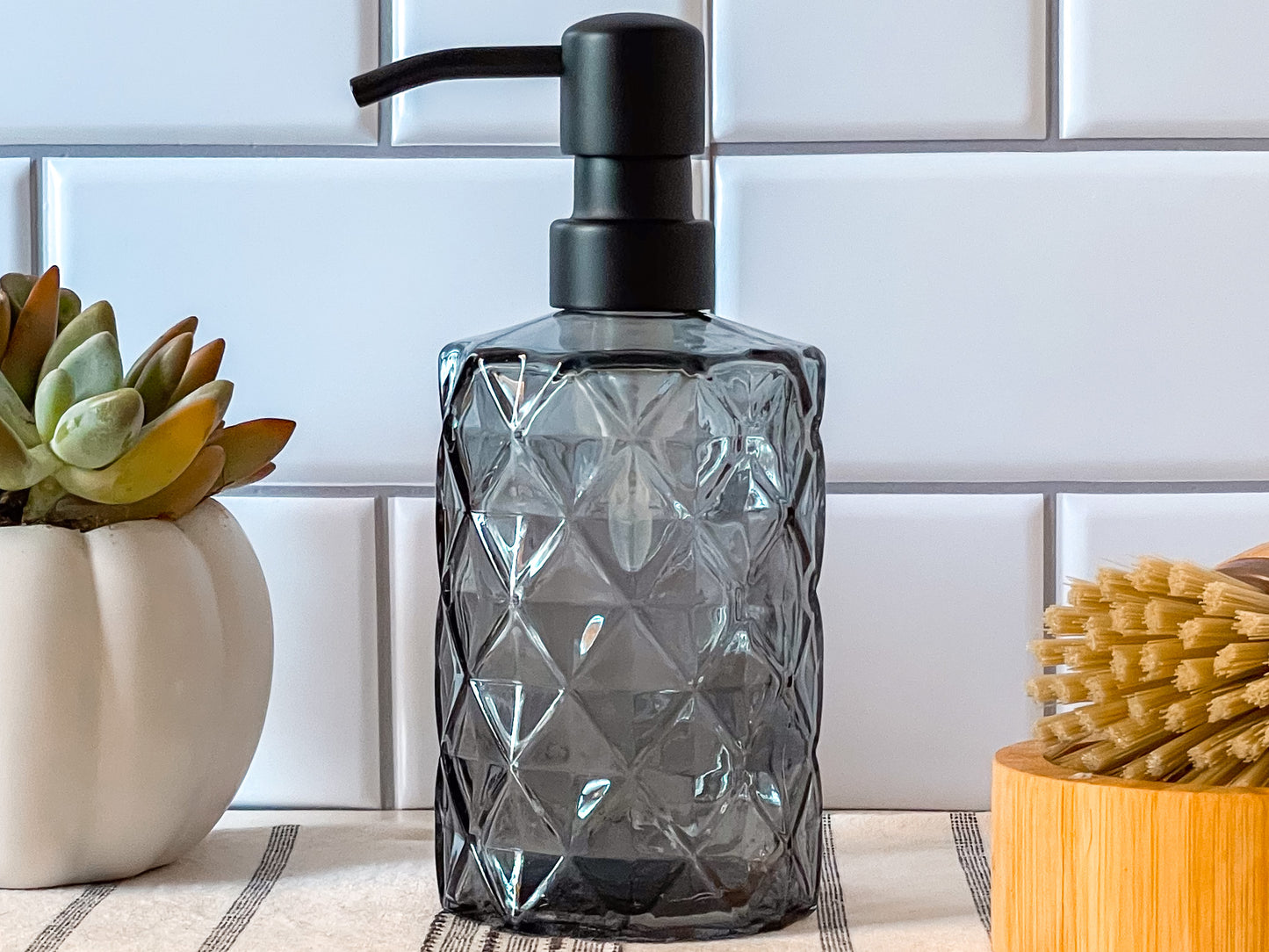 Coronet Grey Round Diamond Liquid Soap Dispenser