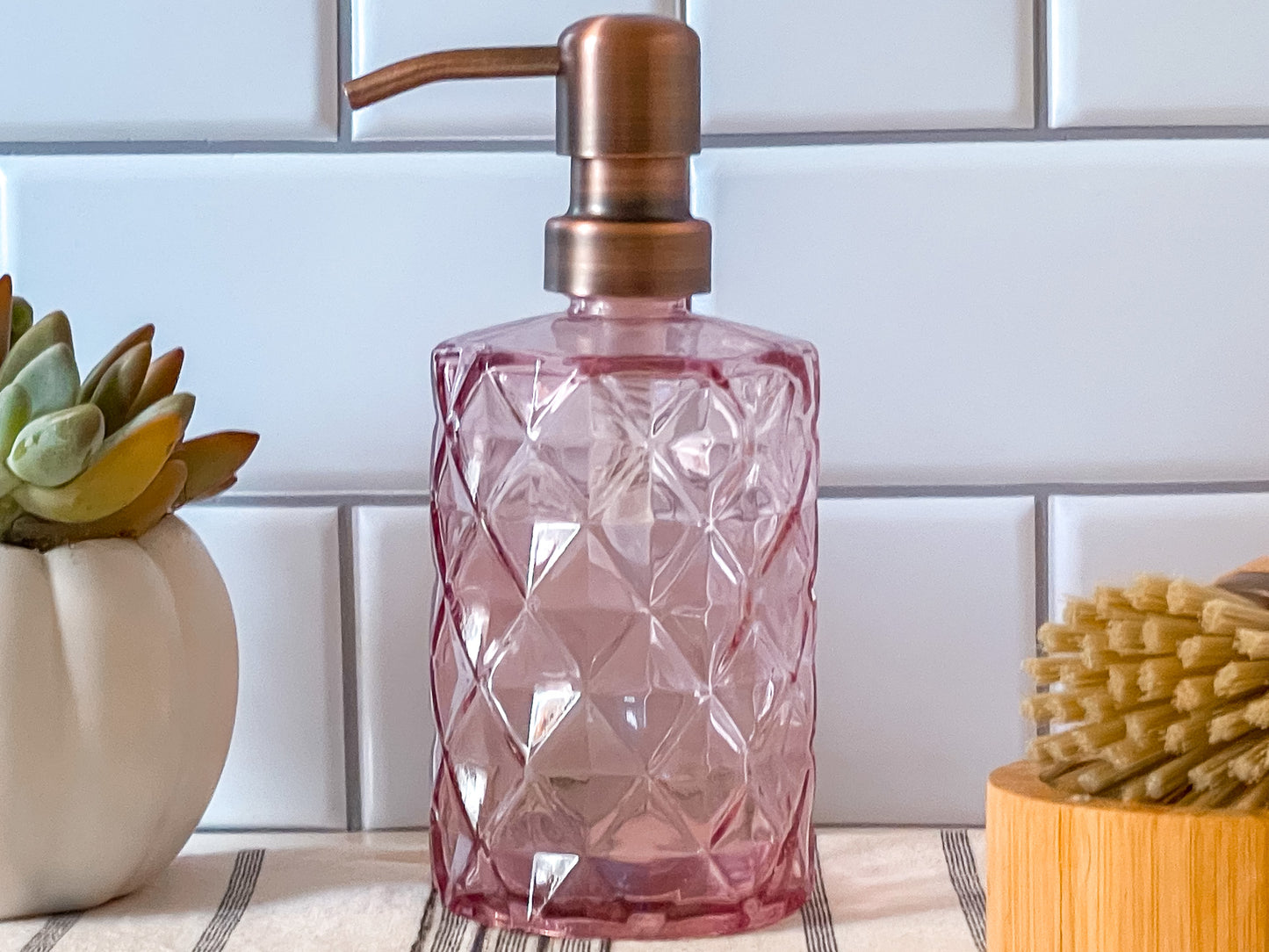 Coronet Pink Round Diamond Liquid Soap Dispenser